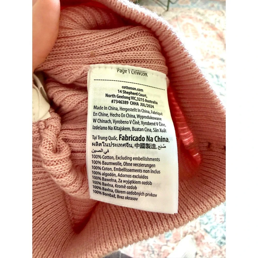 Cotton On Baby Organic Ribbed Knit Leggings Pink 3-6 Months